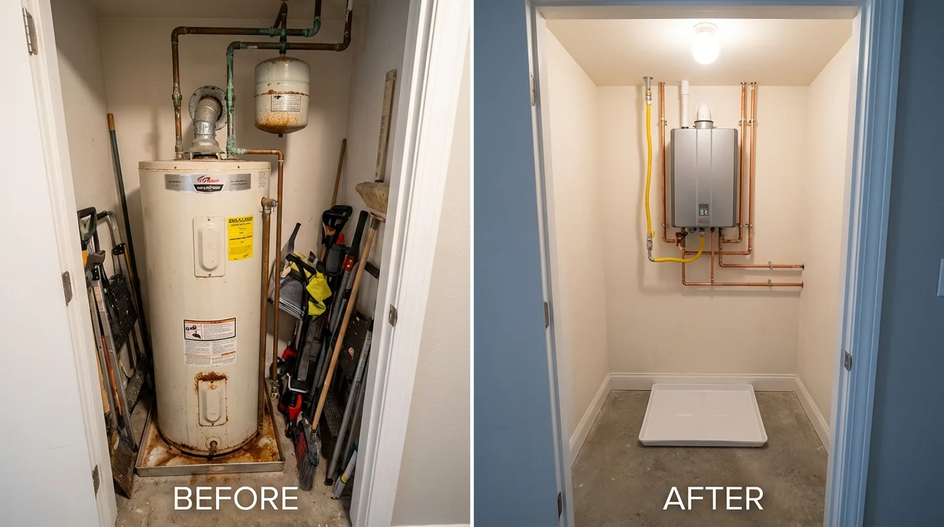 Tank water heater versus wall-mounted tankless unit comparison for Waterville, OH homeowners